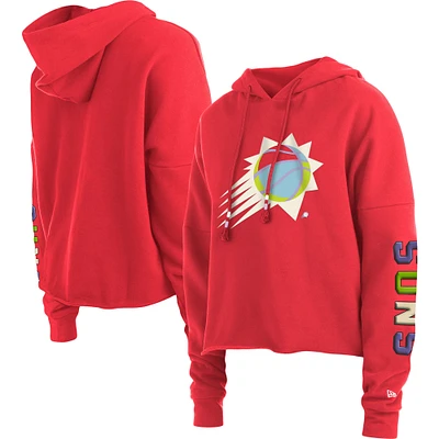 Sweat à capuche court New Era Red Phoenix Suns Color Pack pour femme