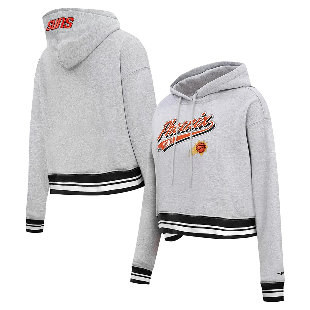 Sweat à capuche court Pro Standard pour femmes, gris chiné, Phoenix Suns Script Tail