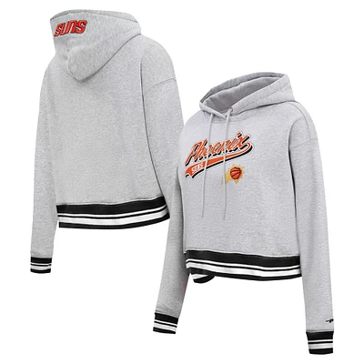Sweat à capuche court Pro Standard pour femmes, gris chiné, Phoenix Suns Script Tail