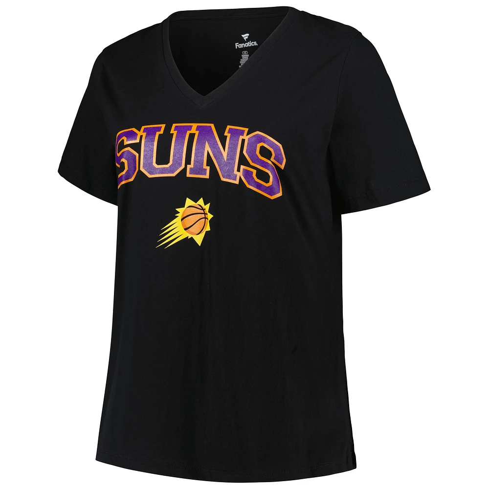 Women's Profile Black Phoenix Suns Plus Arch Over Logo V-Neck T-Shirt