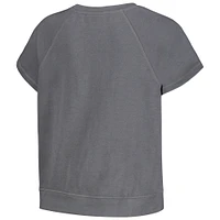 Sweat-shirt à manches courtes raglan en polaire brodée The Wild Collective pour femmes, gris Phoenix Suns