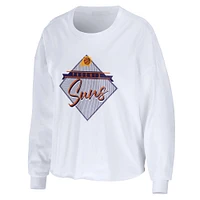 Women's WEAR by Erin Andrews White Phoenix Suns Cropped Long Sleeve T-Shirt