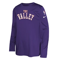 Youth Nike  Purple Phoenix Suns 2024/25 City Edition Pregame Performance Long Sleeve Shooting T-Shirt