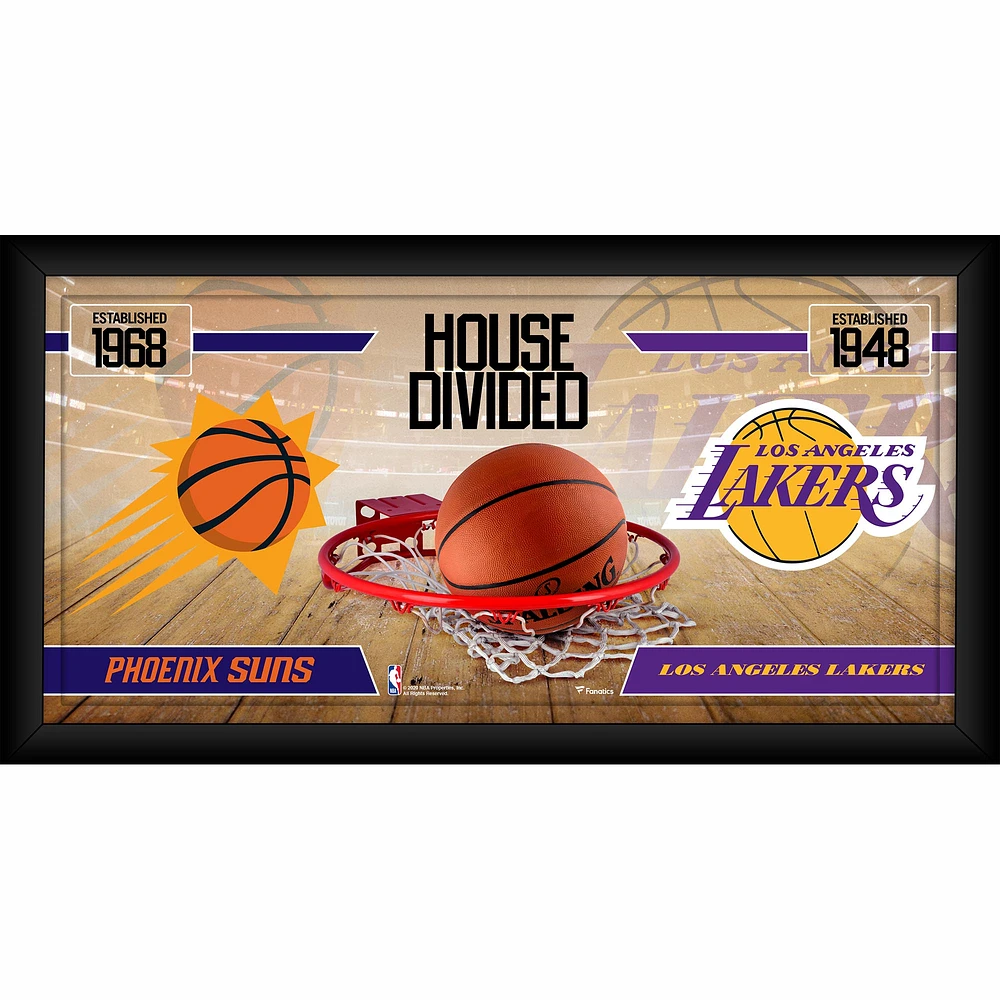 Collage encadré 10" x 20" des Phoenix Suns contre les Los Angeles Lakers