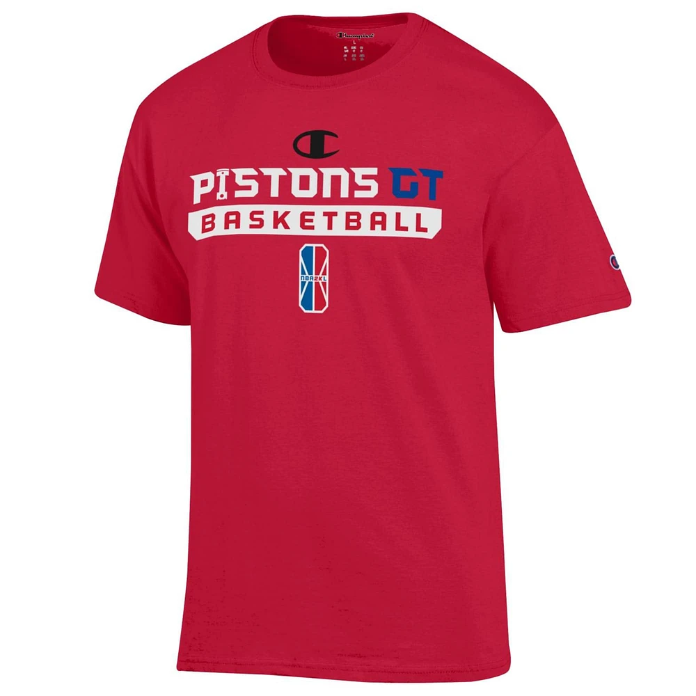 T-shirt unisexe Champion Red Pistons GT On-Court 2K League Authentic Practice