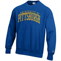 Men's Champion Royal Pitt Panthers Arch Reverse Weave Pullover Sweatshirt