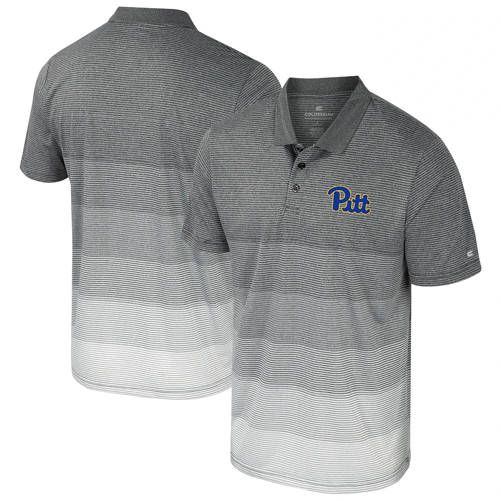 Men's Colosseum Gray Pitt Panthers Striped Mesh Polo