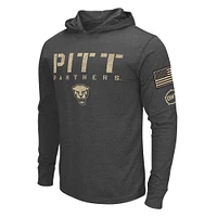 Colosseum Charcoal Pitt Panthers Team OHT Military Appreciation Hoodie T-shirt à manches longues pour homme