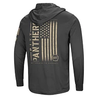 Colosseum Charcoal Pitt Panthers Team OHT Military Appreciation Hoodie T-shirt à manches longues pour homme