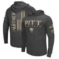 Colosseum Charcoal Pitt Panthers Team OHT Military Appreciation Hoodie T-shirt à manches longues pour homme