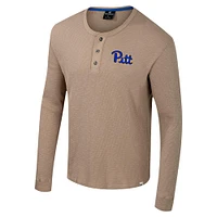 Men's Colosseum  Tan Pitt Panthers Great Outdoors Henley Long Sleeve Shirt
