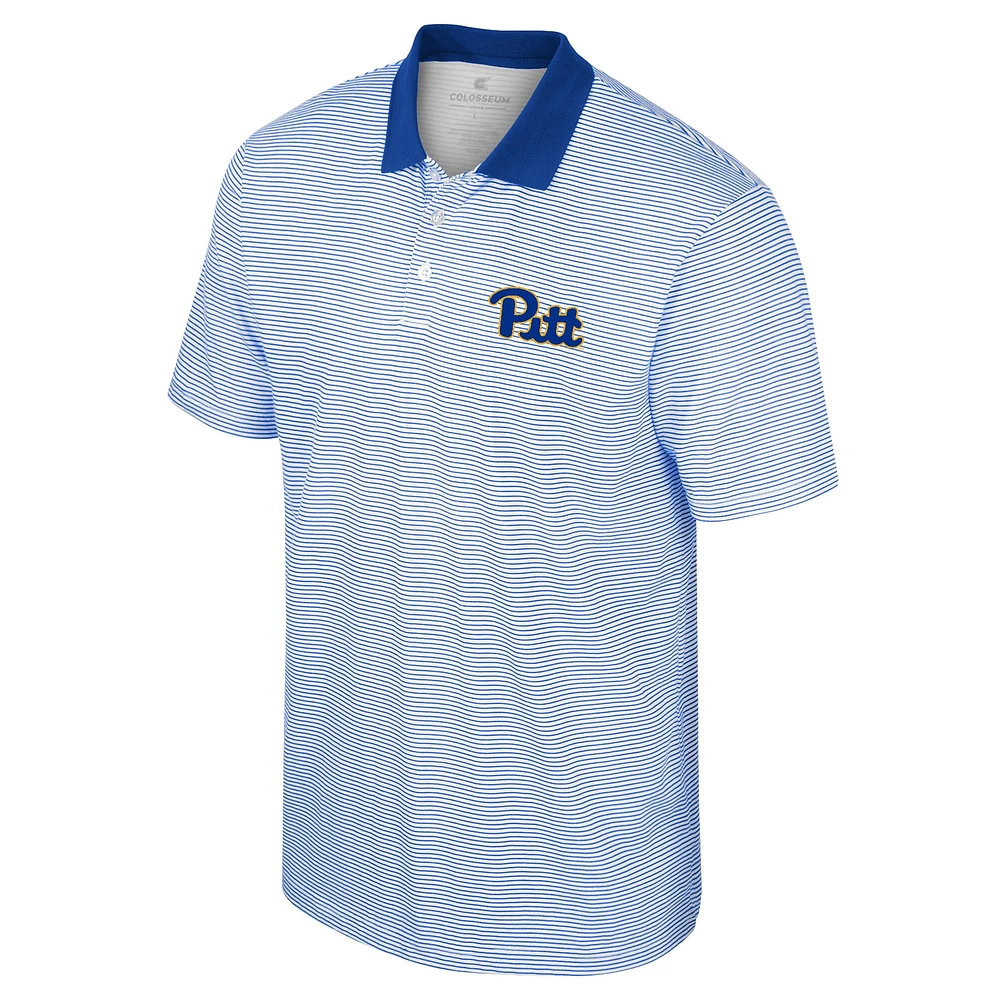 Polo à rayures Colosseum White/Royal Pitt Panthers pour homme