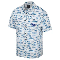 Men's Colosseum White Pitt Panthers Spontaneous is Romantic Camp Button-Up Shirt