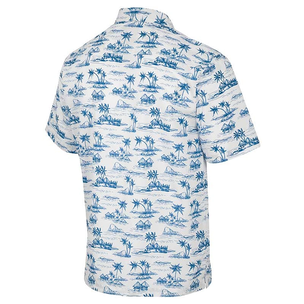 Men's Colosseum White Pitt Panthers Spontaneous is Romantic Camp Button-Up Shirt