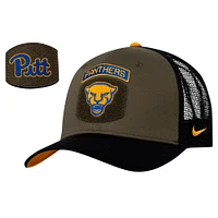 Men's Nike Olive/Black Pitt Panthers Military Appreciation Trucker Adjustable Hat