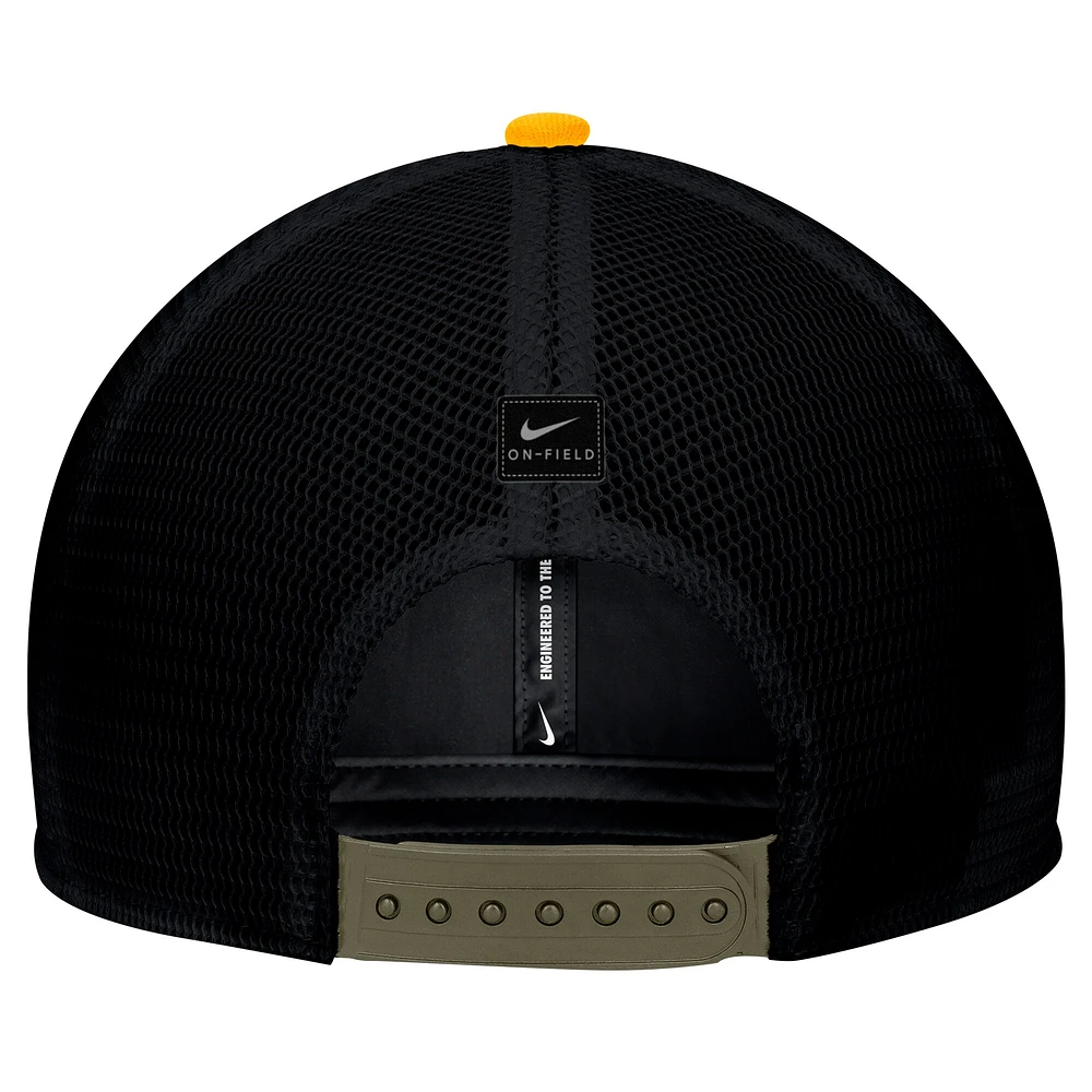 Men's Nike Olive/Black Pitt Panthers Military Appreciation Trucker Adjustable Hat
