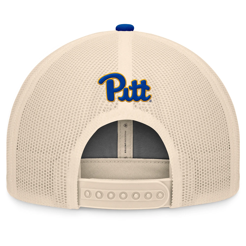 Men's Top of the World Royal/Natural Pitt Panthers Bennett Trucker Adjustable Hat