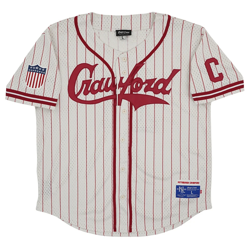 Men's Rings & Crwns #17 Cream Pittsburgh Crawfords Mesh Button-Down Replica Jersey