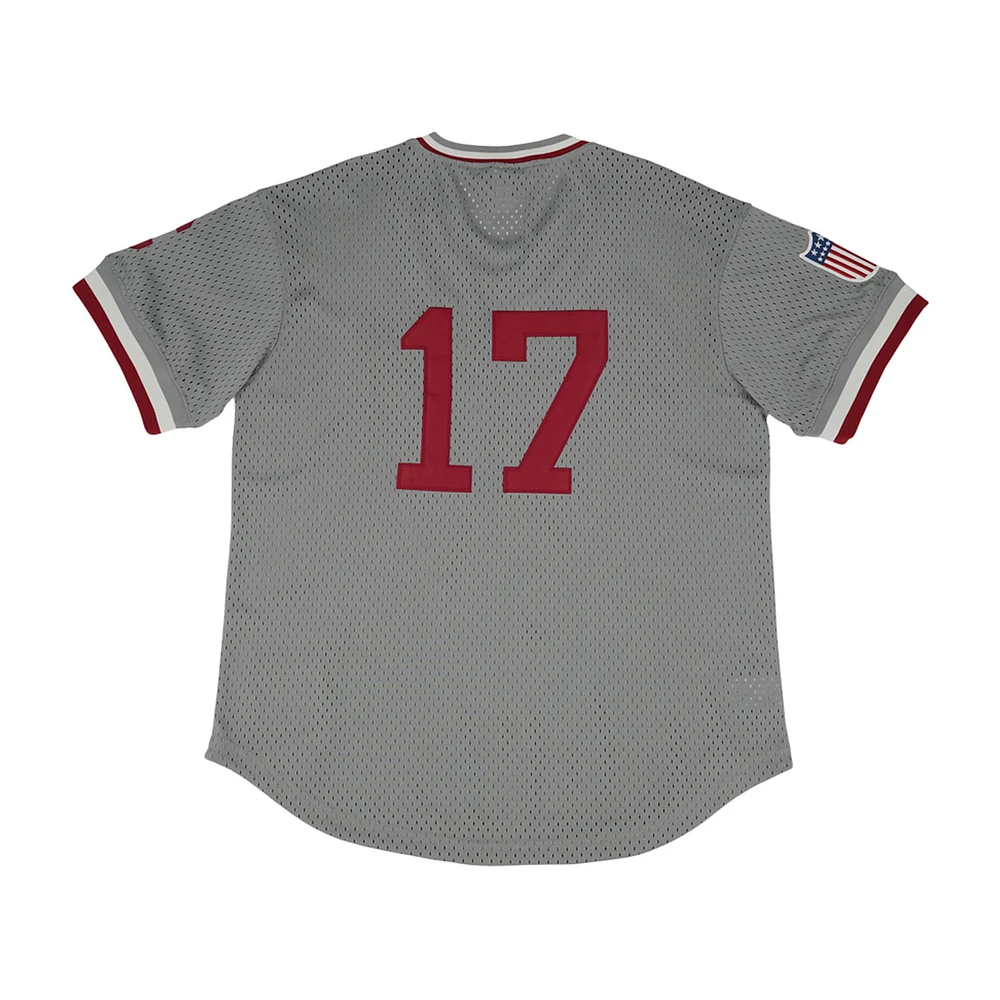 Men's Rings & Crwns #17 Gray Pittsburgh Crawfords Mesh Replica V-Neck Jersey
