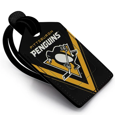 Black Pittsburgh Penguins Personalized Leather Luggage Tag