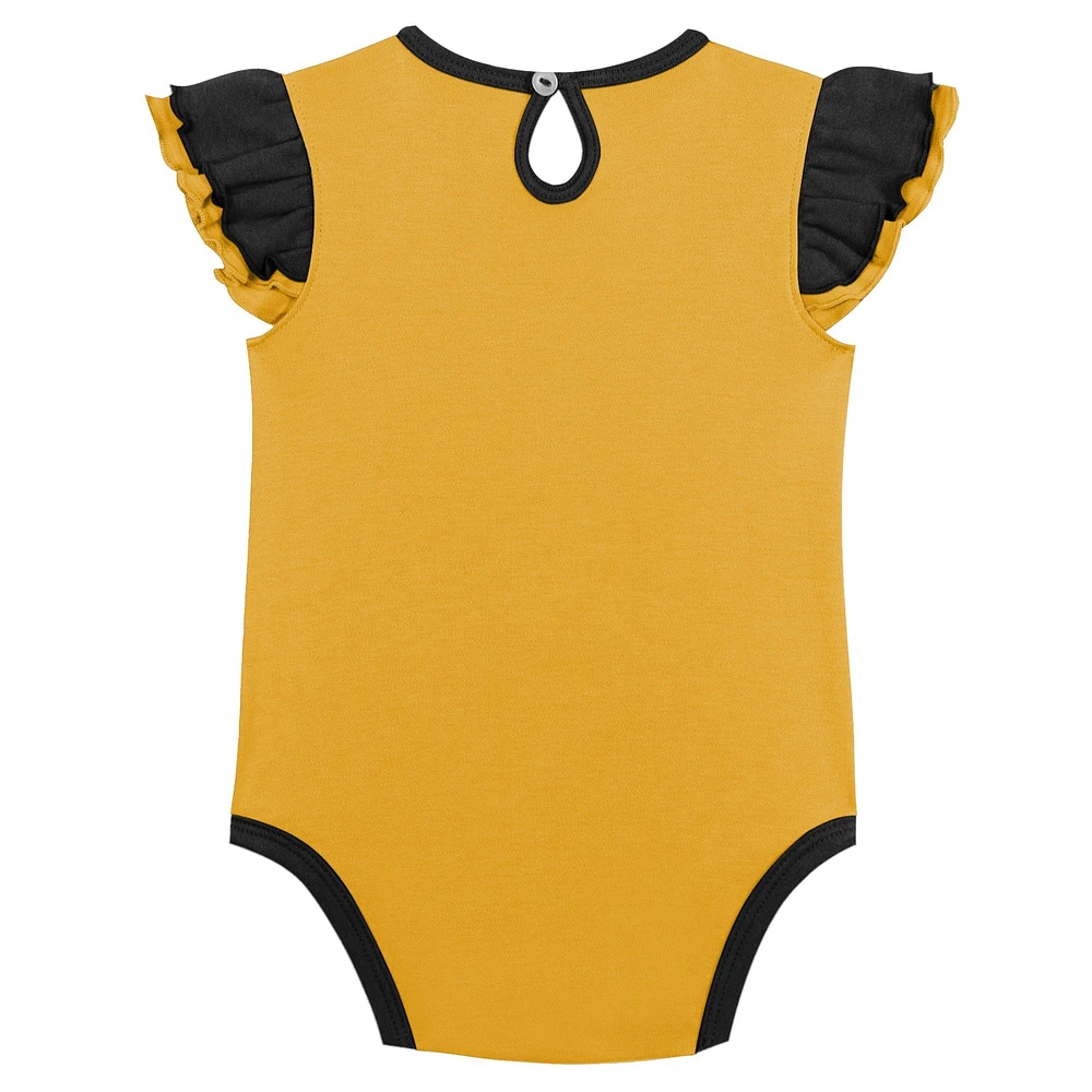 Girls Infant Black/Gold Pittsburgh Penguins Two-Pack Training Bodysuit Set