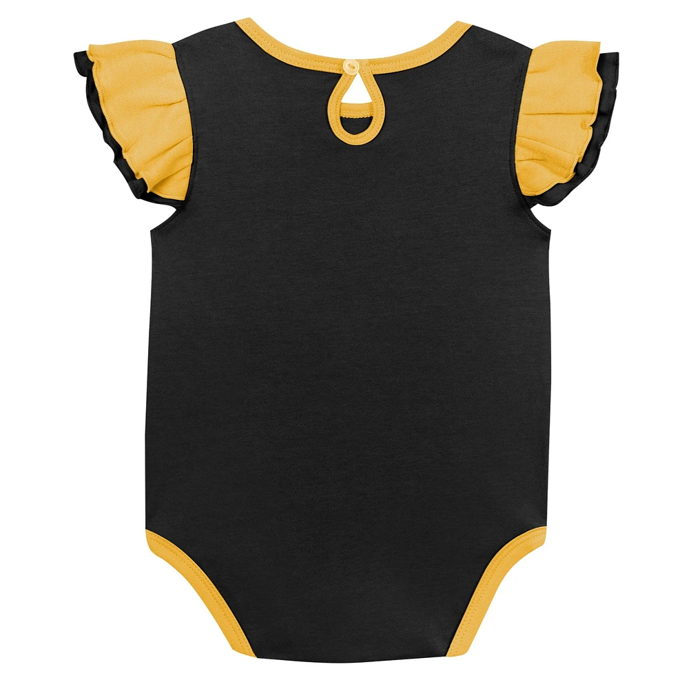 Girls Infant Black/Gold Pittsburgh Penguins Two-Pack Training Bodysuit Set