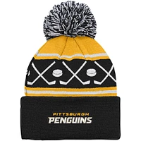 Infant Black Pittsburgh Penguins Face-Off Cuffed Knit Hat with Pom