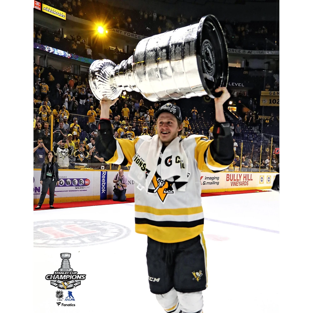 Jake Guentzel Pittsburgh Penguins Unsigned 2017 Stanley Cup Champions Raising Photograph