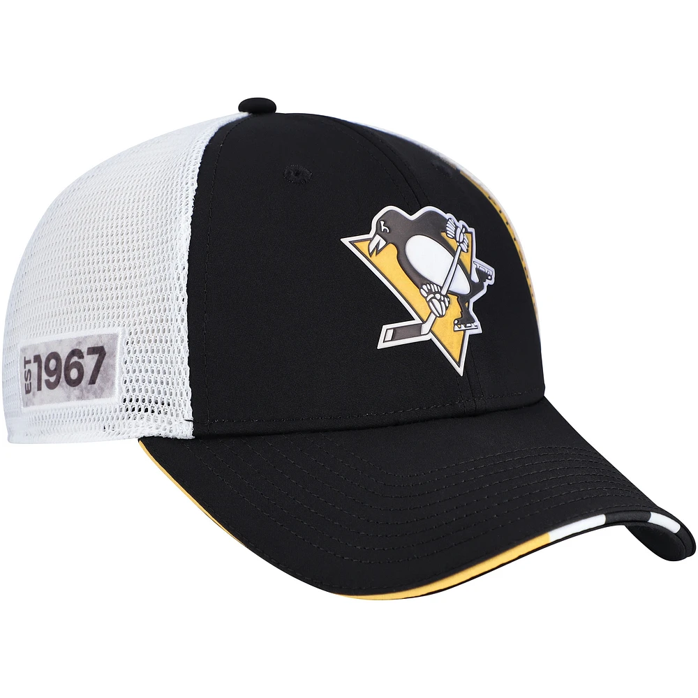 Men's Fanatics Black Pittsburgh Penguins Authentic Pro Draft Adjustable Trucker Hat