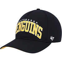 Men's '47 Black Pittsburgh Penguins Block Arch Hitch Snapback Hat