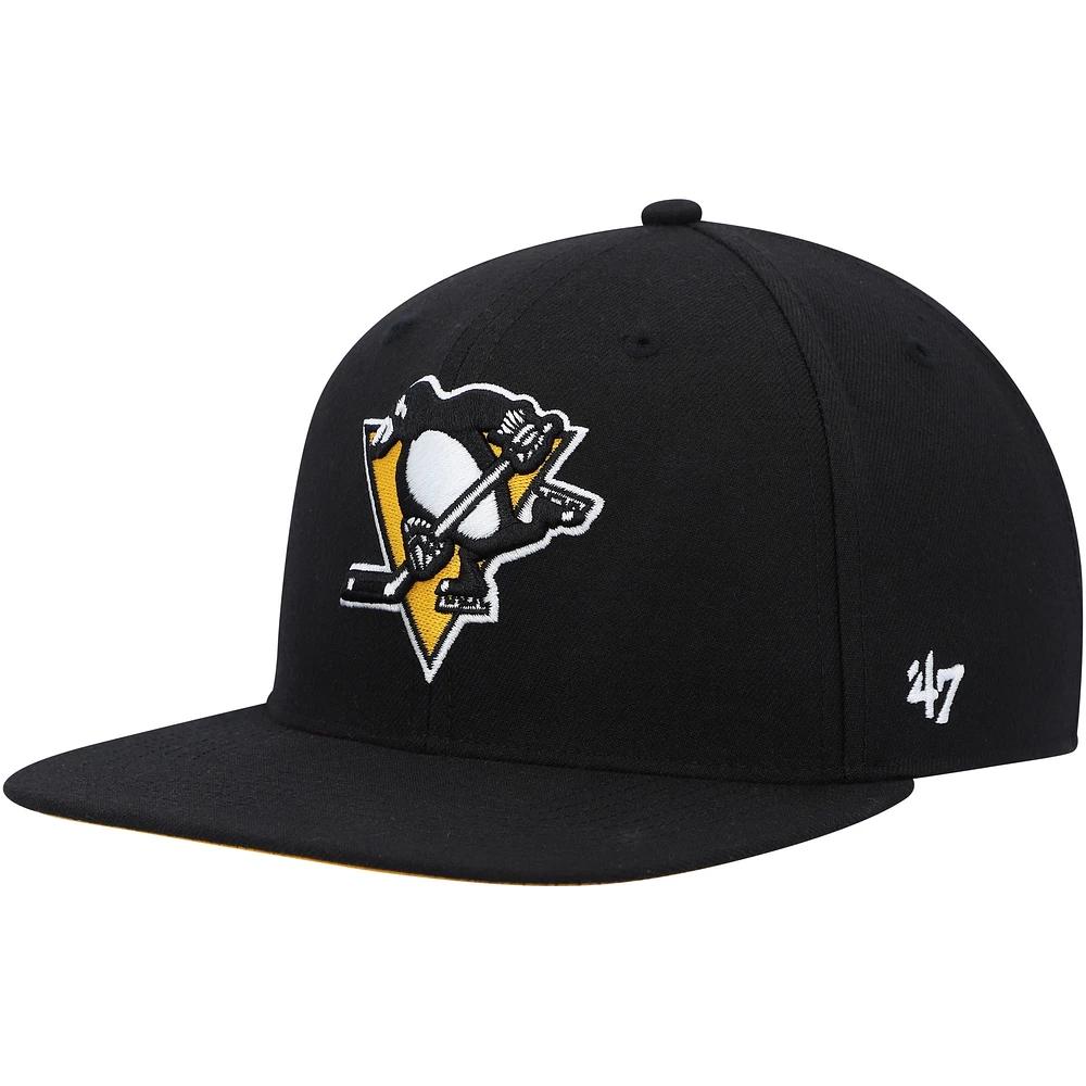 Men's '47  Black Pittsburgh Penguins Sure Shot Captain Snapback Hat
