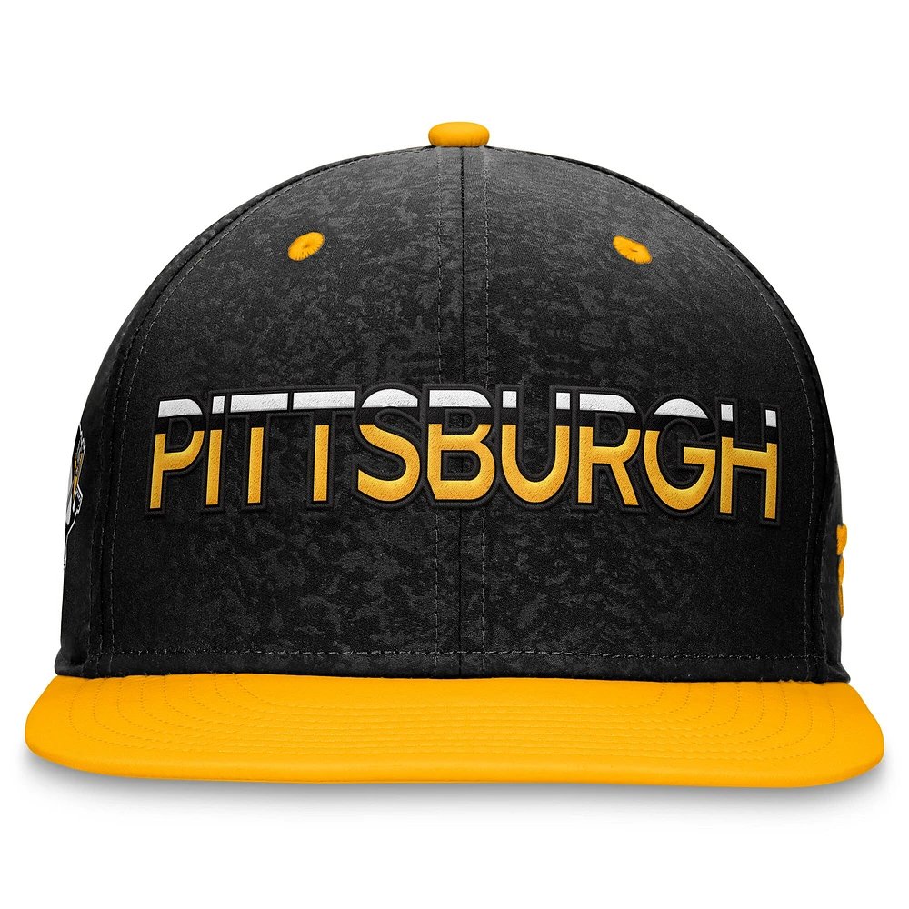 Men's Fanatics  Black/Gold Pittsburgh Penguins Authentic Pro Rink Two-Tone Snapback Hat