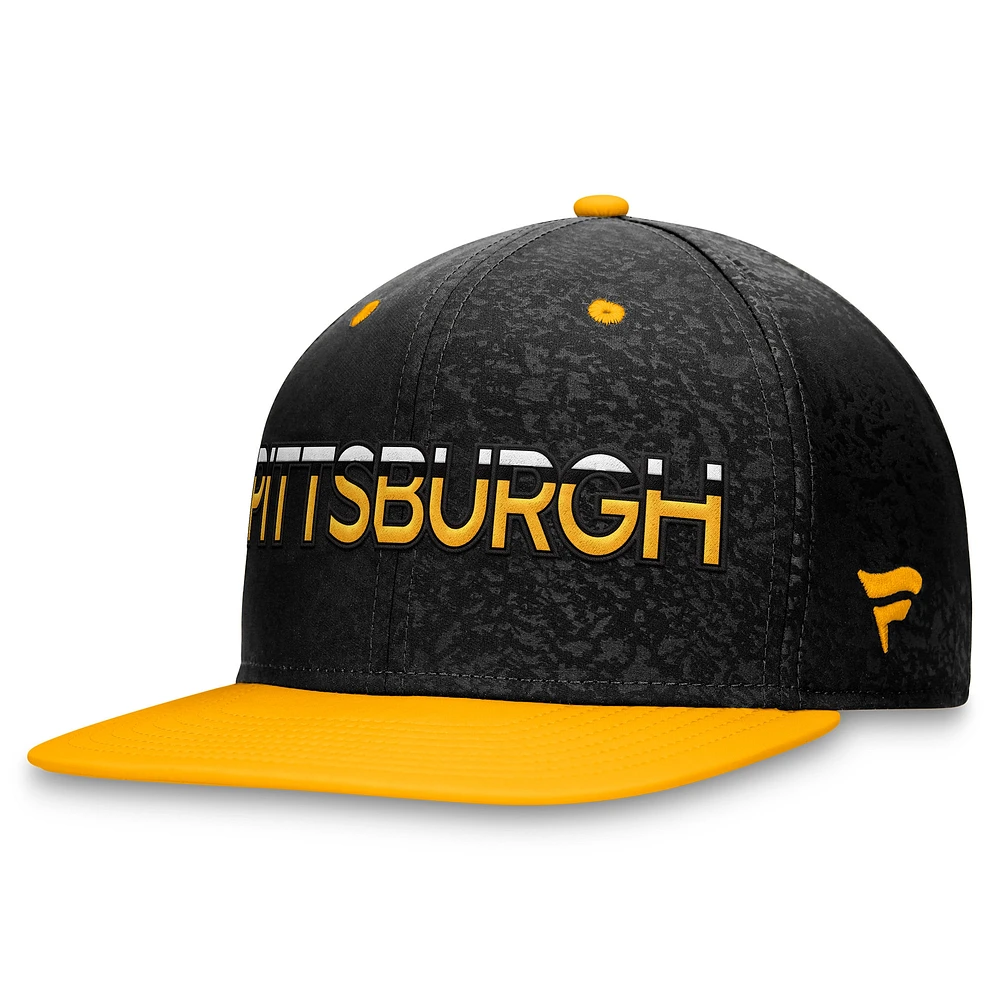 Men's Fanatics  Black/Gold Pittsburgh Penguins Authentic Pro Rink Two-Tone Snapback Hat