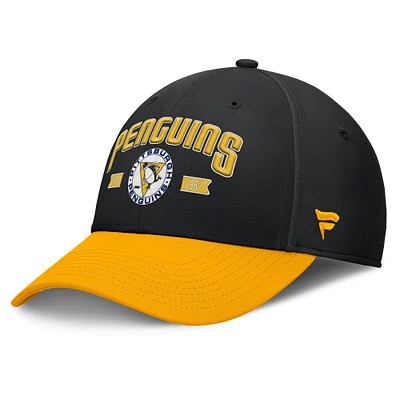 Casquette Flex Heritage Captain des Penguins de Pittsburgh pour hommes Fanatics noire/dorée