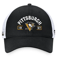 Men's Fanatics Black/White Pittsburgh Penguins Free Kick Trucker Adjustable Hat