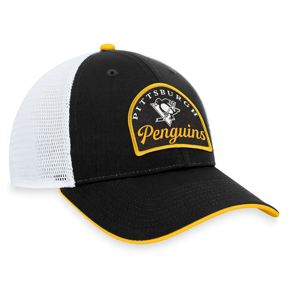 Men's Fanatics Black/White Pittsburgh Penguins Fundamental Adjustable Hat