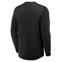 Men's Fanatics Black Pittsburgh Penguins Adrenaline Push Long Sleeve Henley Shirt