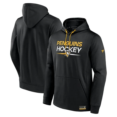 Sweat à capuche en polaire authentique Pro noir Fanatics des Penguins de Pittsburgh pour homme