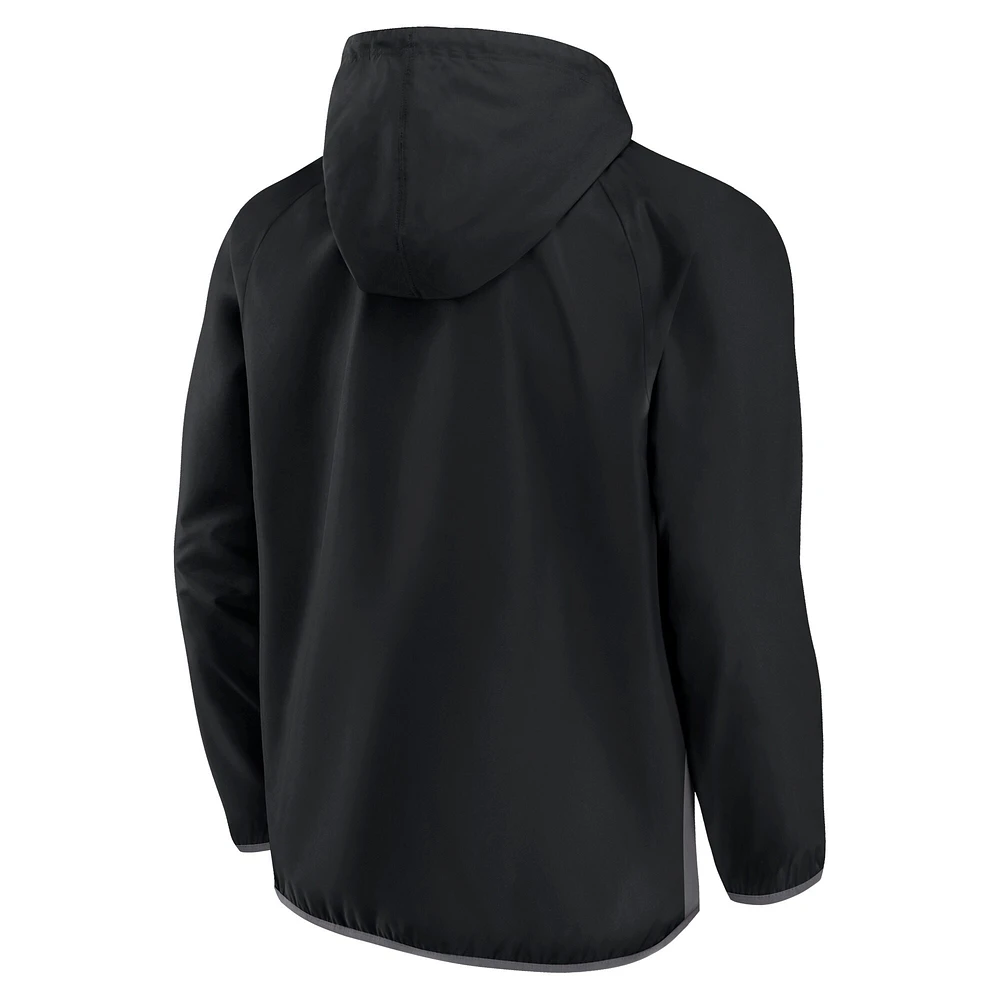 Veste à capuche demi-zip Fanatics pour hommes, Pittsburgh Penguins Flagrant Foul Anorak Raglan, noire