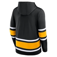 Men's Fanatics Black Pittsburgh Penguins Fundamental Lace-Up Pullover Hoodie
