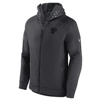 Men's Fanatics Charcoal Pittsburgh Penguins Authentic Pro Road Tech Lightweight Full-Zip Hoodie Jacket