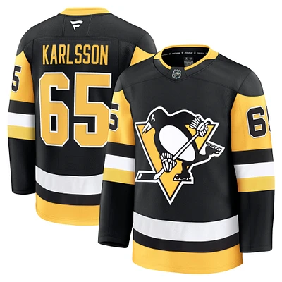 Maillot Premium à domicile noir des Penguins de Pittsburgh Fanatics Erik Karlsson pour hommes