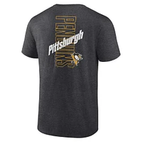 Men's Fanatics Heather Charcoal Pittsburgh Penguins Backbone T-Shirt