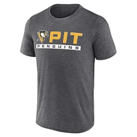 T-shirt Playmaker Fanatics Heather Charcoal pour hommes des Penguins de Pittsburgh
