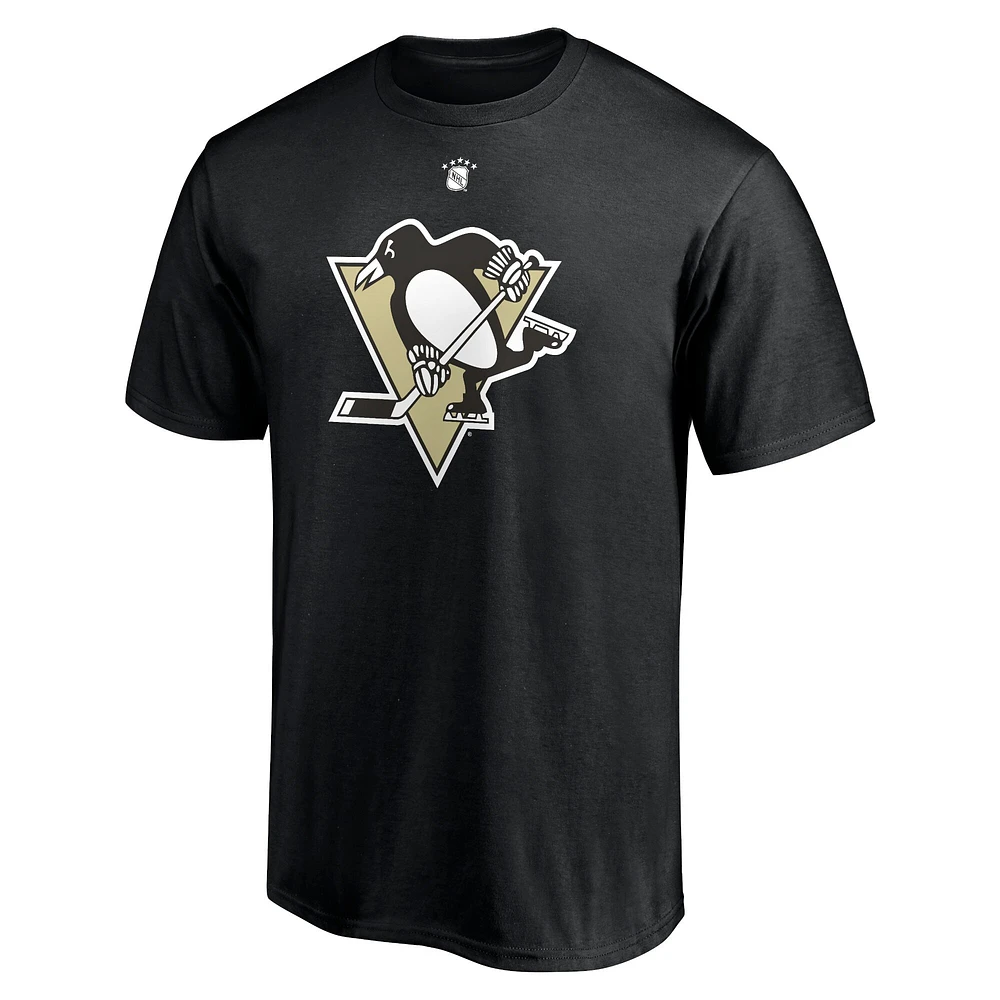 Men's Fanatics Ryan Whitney Black Pittsburgh Penguins Authentic Stack Retired Player Nickname & Number T-Shirt