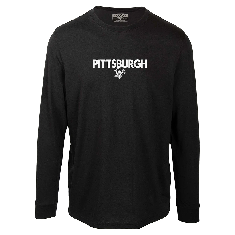 T-shirt à manches longues Oscar City Capsule pour homme, noir, Pittsburgh Penguins