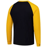 Men's Mitchell & Ness  Black/Gold Pittsburgh Penguins Legendary Slub Raglan Long Sleeve T-Shirt