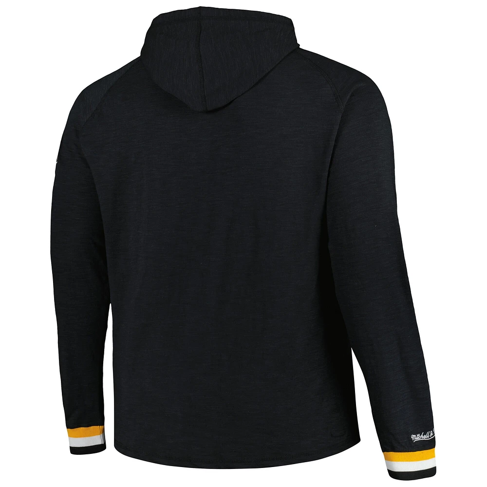 Men's Mitchell & Ness  Black Pittsburgh Penguins Big Tall Legendary Raglan Pullover Hoodie
