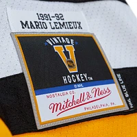 Men's Mitchell & Ness Mario Lemieux Black Pittsburgh Penguins  1991 Captain Patch Blue Line Player Jersey
