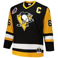 Men's Mitchell & Ness Mario Lemieux Black Pittsburgh Penguins Big Tall 1991/92 Blue Line 2.0 Jersey